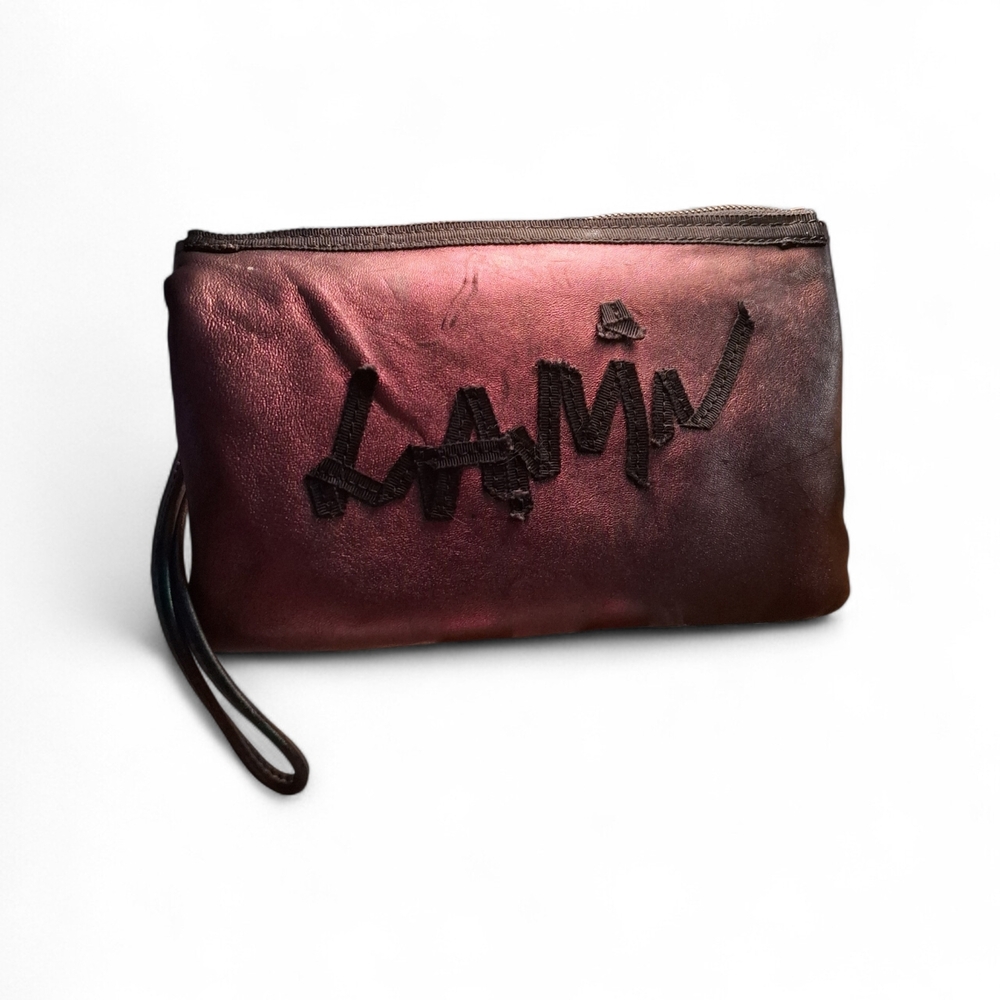 Lanvin Burgundy Metallic Mini Wristlet